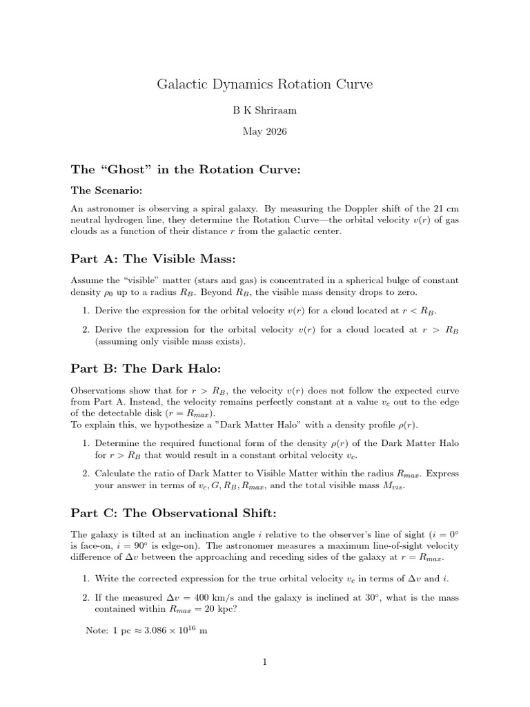 Galactic Dynamics Rotation Curve | PDF