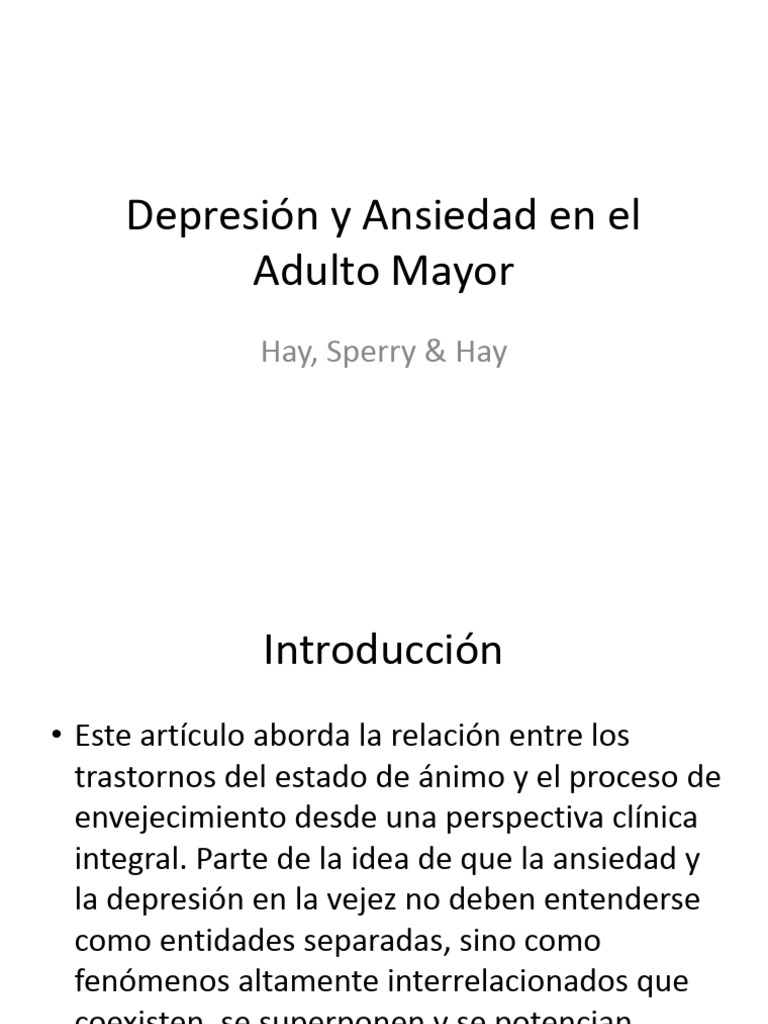 Depresión y Ansiedad en el Adulto Mayor.pptx | PDF | Trastorno ...