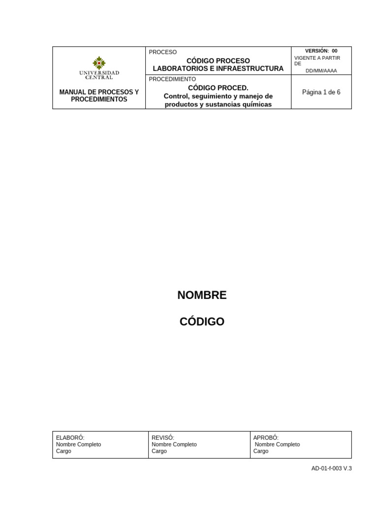 Copia de Copia de Formato Ad-01-F-003 Procedimiento Version 3 (1) | PDF