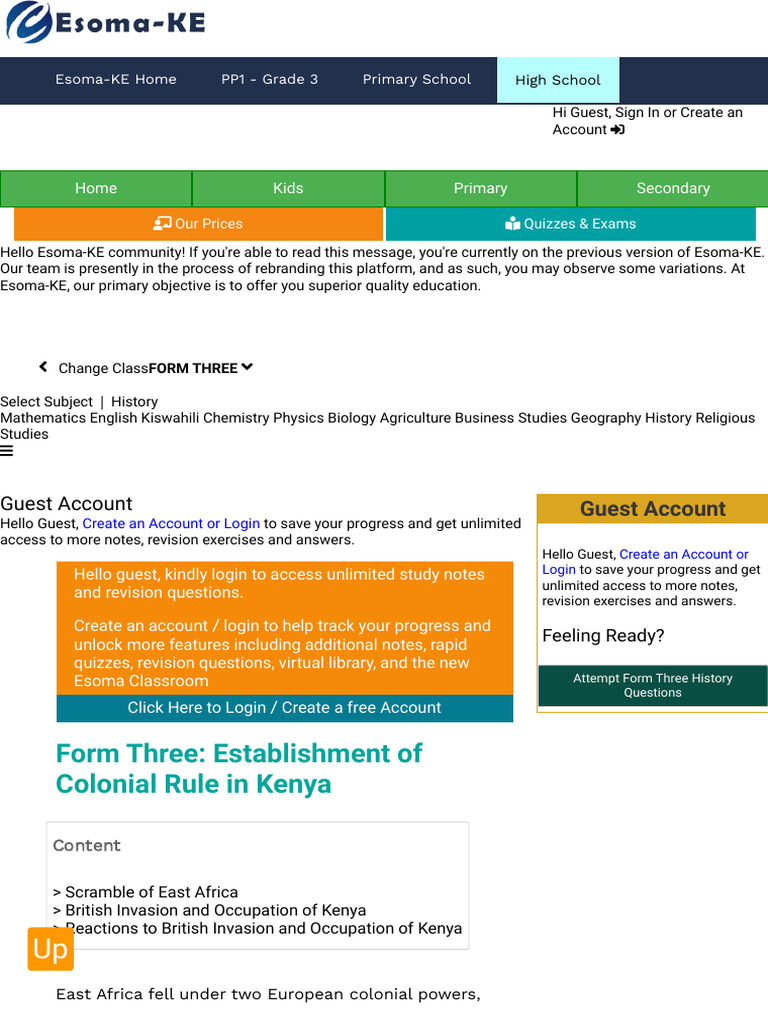 EstablishmentofColonialRuleinKenyaNotesFormThreeHistorySecondarySchool ...