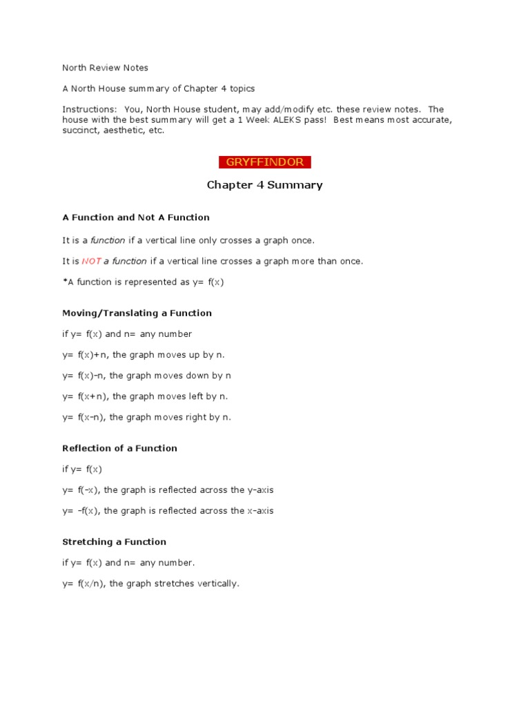 Chapter 4 Functions Review Summary | PDF | Language Arts & Discipline ...