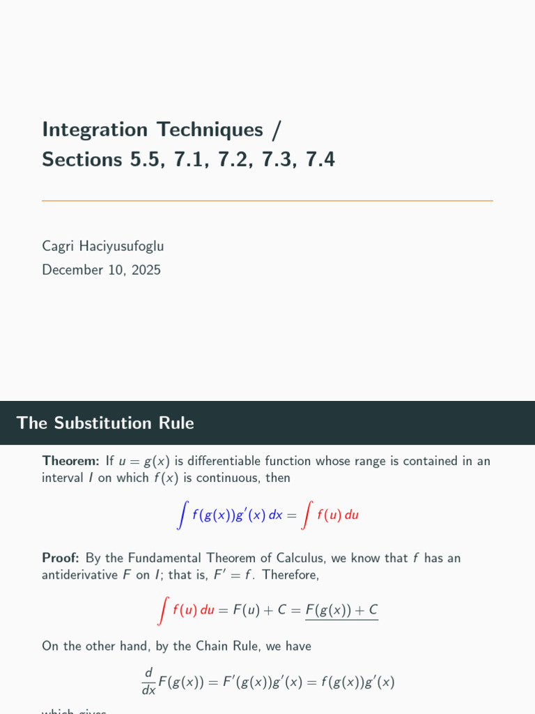 5 Integration Techniques | PDF | Trigonometric Functions | Integral