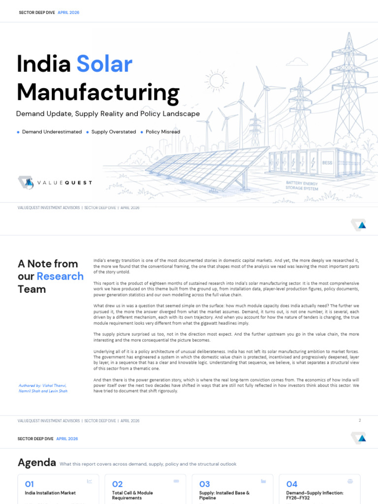 Solar Report Apr26 ValueQuest | PDF | Solar Power | Renewable Energy