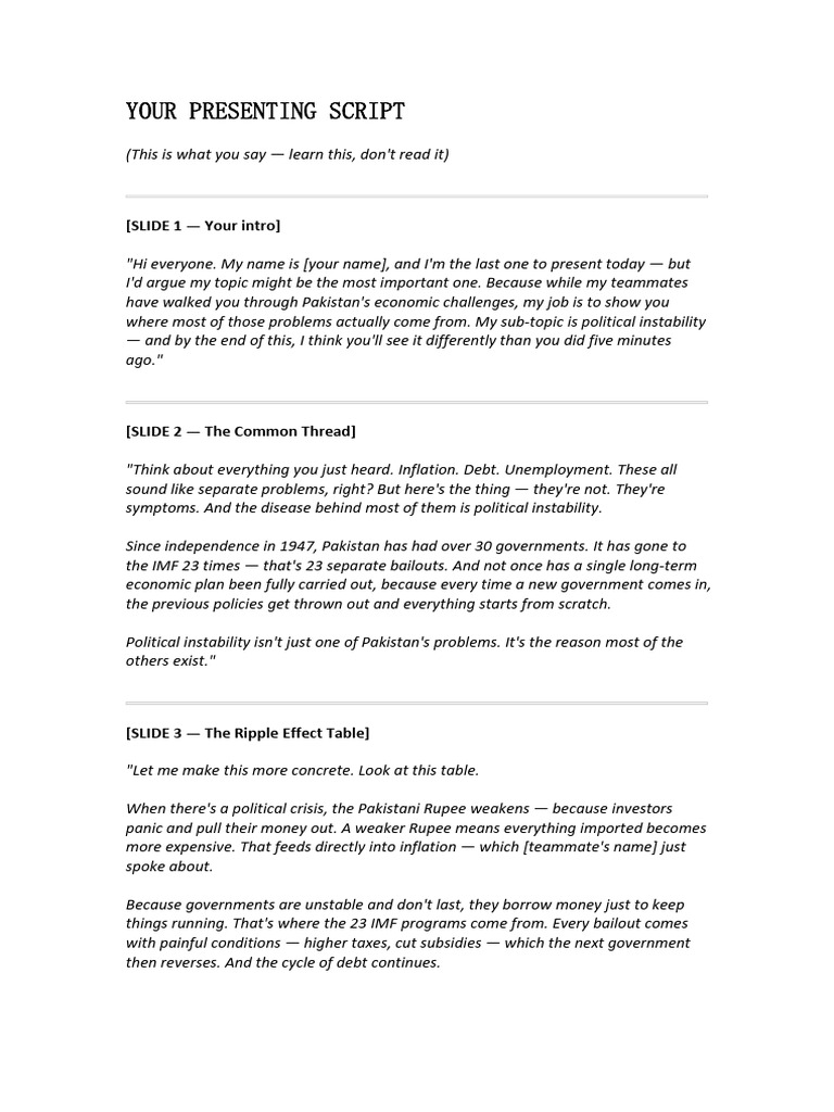 Your Presenting Script | PDF | Nawaz Sharif | Benazir Bhutto