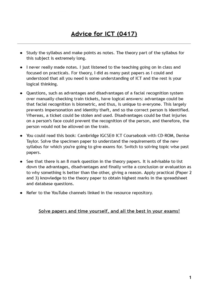 GuidedIGCSE's Advice for ICT_copy | PDF