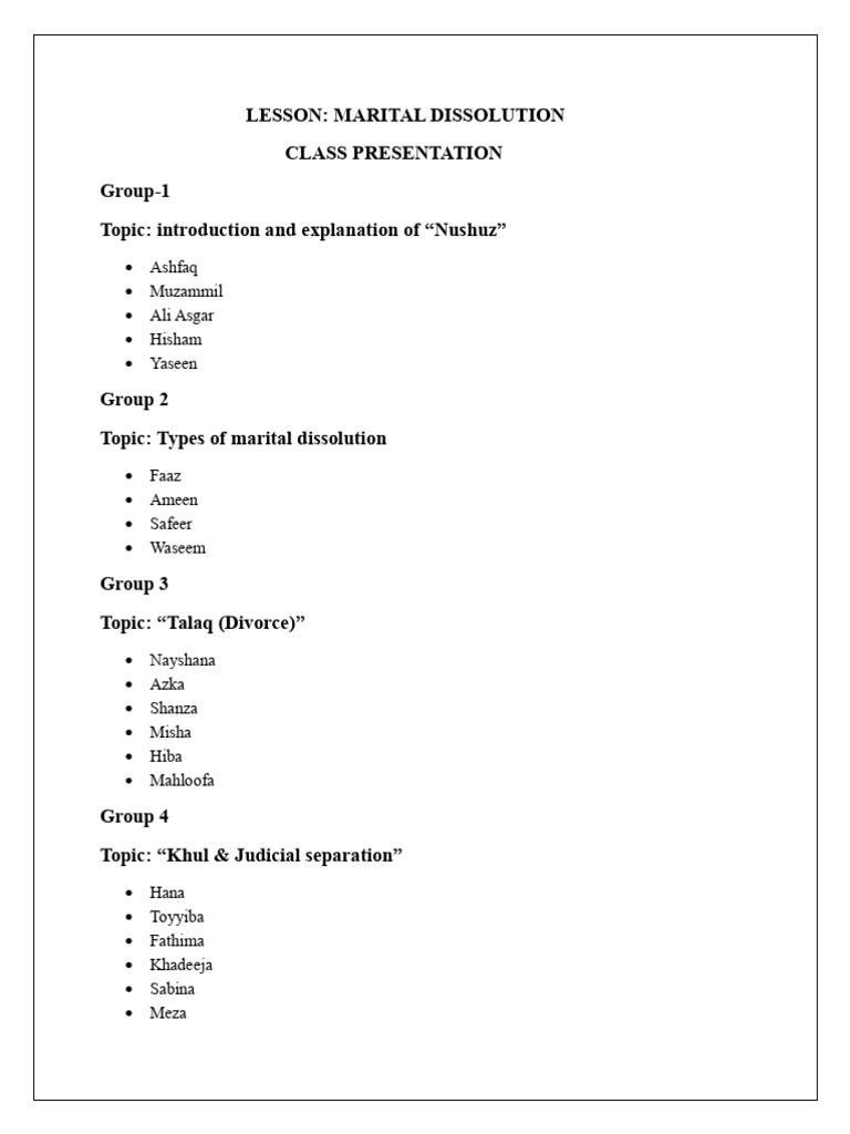 Marital Dissolution Chapter Groups | PDF