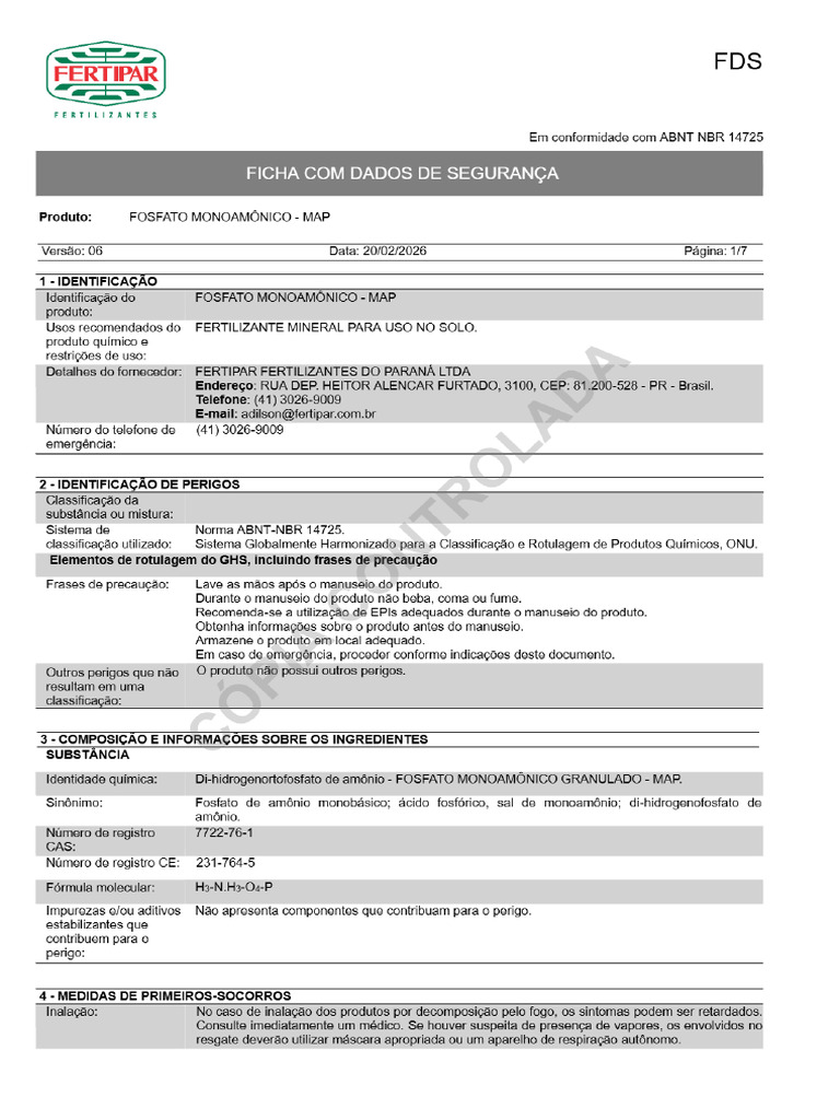 Mat-fs-1832.r6_ 001.55896 - Fds - Fertipar - Map - Fertilizante Fosfato ...