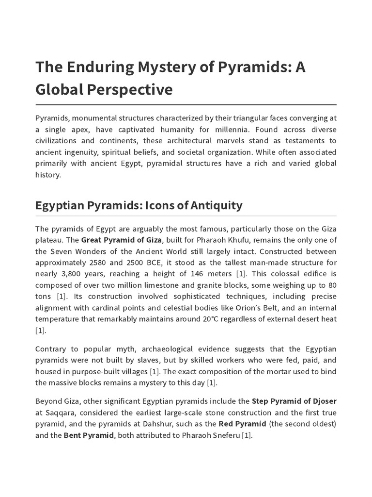 Pyramids Document | PDF | Egyptian Pyramids | Pyramid