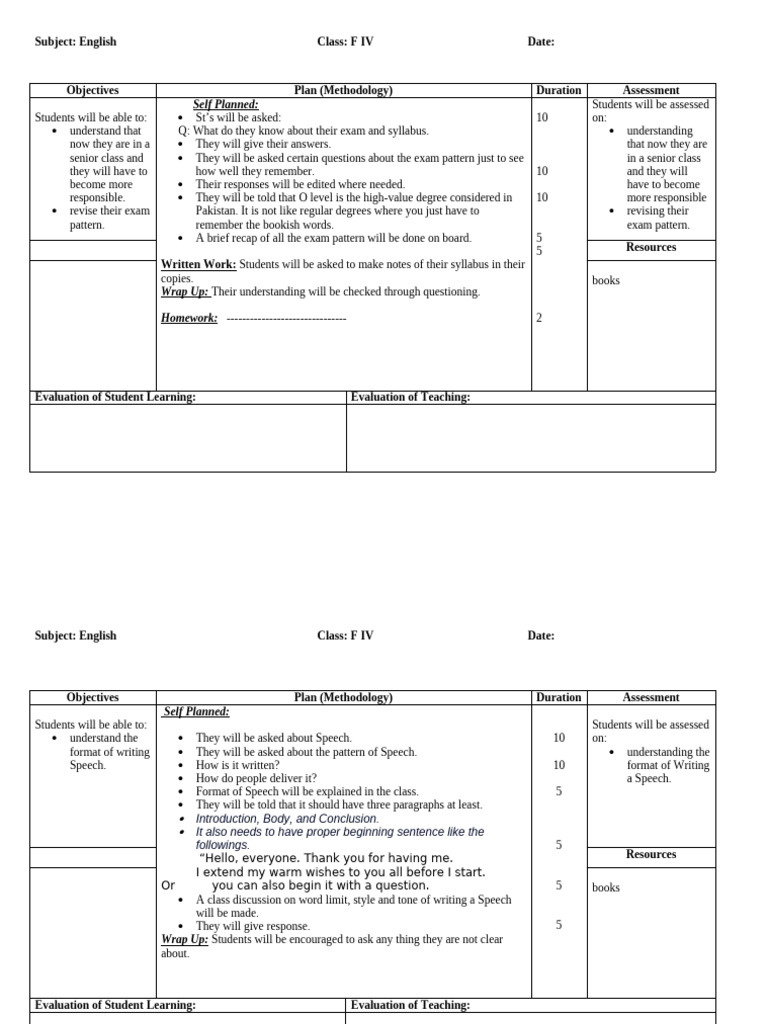 Form IV Planners. | PDF | Evaluation | Question