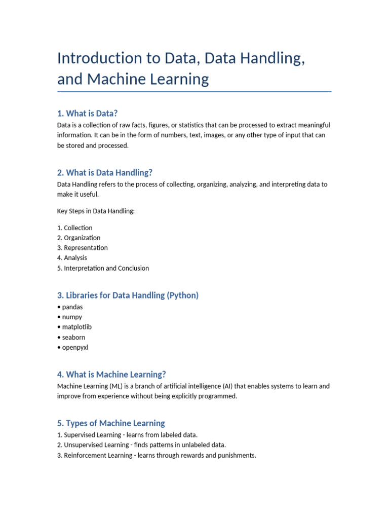 Data and ML Introduction | PDF