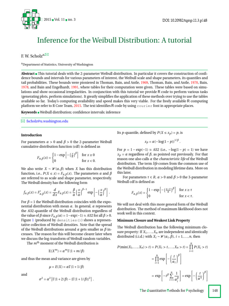 Scholz on Weibull Probability Density | PDF | Estimation Theory ...