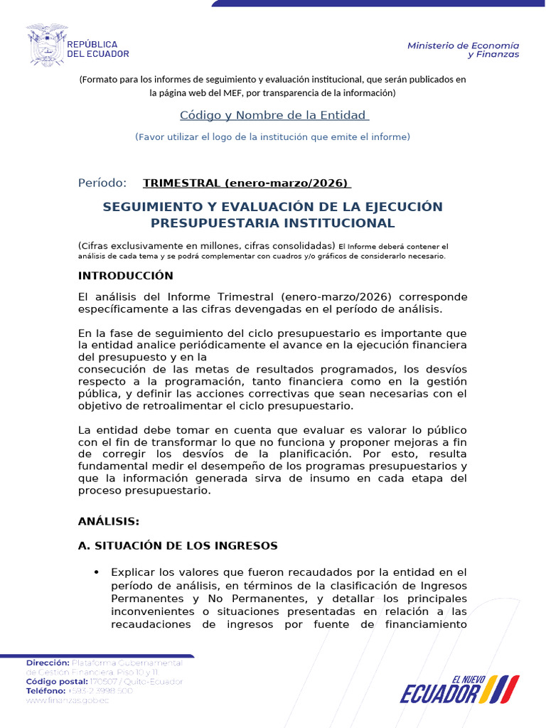 Formato FSEP Informe 1er Trimestre 2026 | PDF | Presupuesto | Planificación