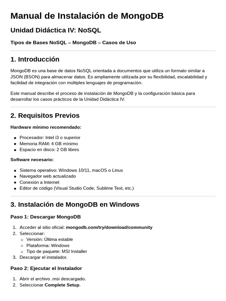 Instalación MongoBD | PDF | Mongo Db | Microsoft Windows