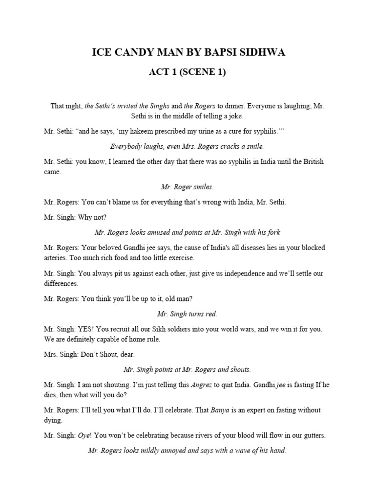 Ice Candy Man Script-1 | PDF