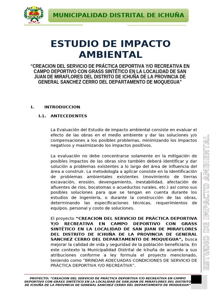 01. ESTUDIO DE IMPACTO AMBIENTAL | PDF | Evaluación de impacto ...