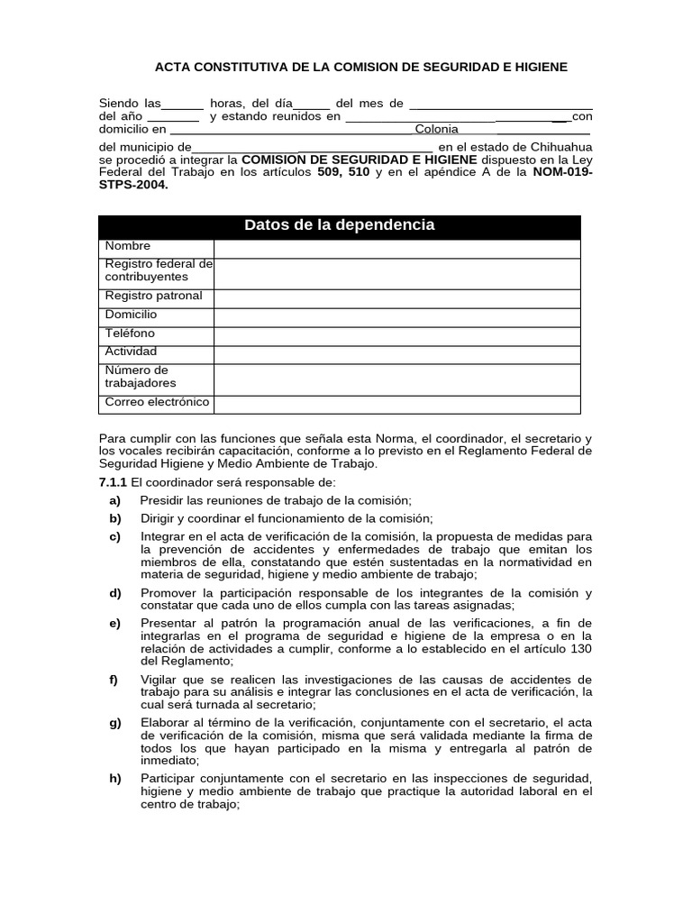 Acta Constitutiva de La CSH | PDF