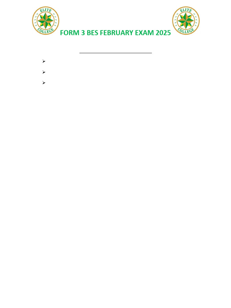 Form 3 Bes Feb Exam 2025 | PDF
