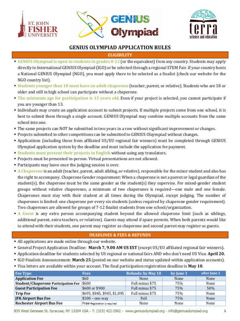 Genius Rules | PDF | Fee