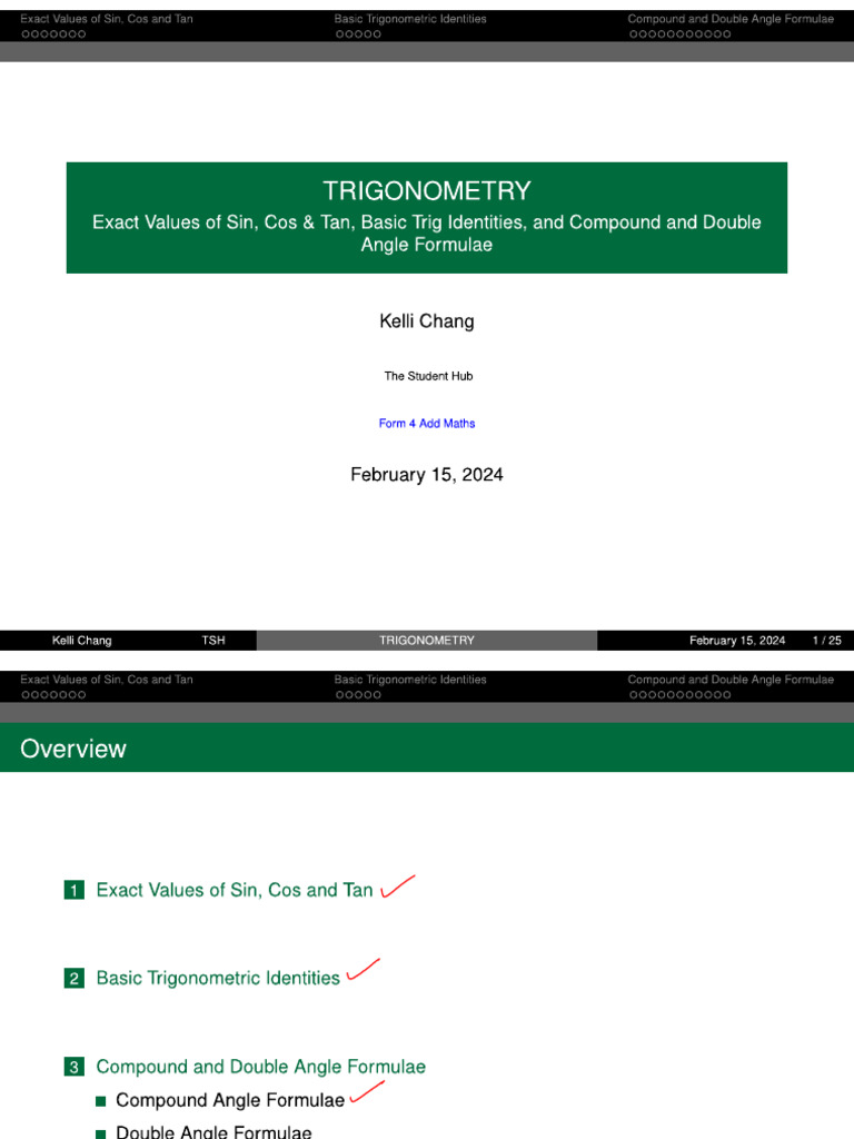 30 Trigonometry III (Exact Values for Special Angles, Basic Trig ...