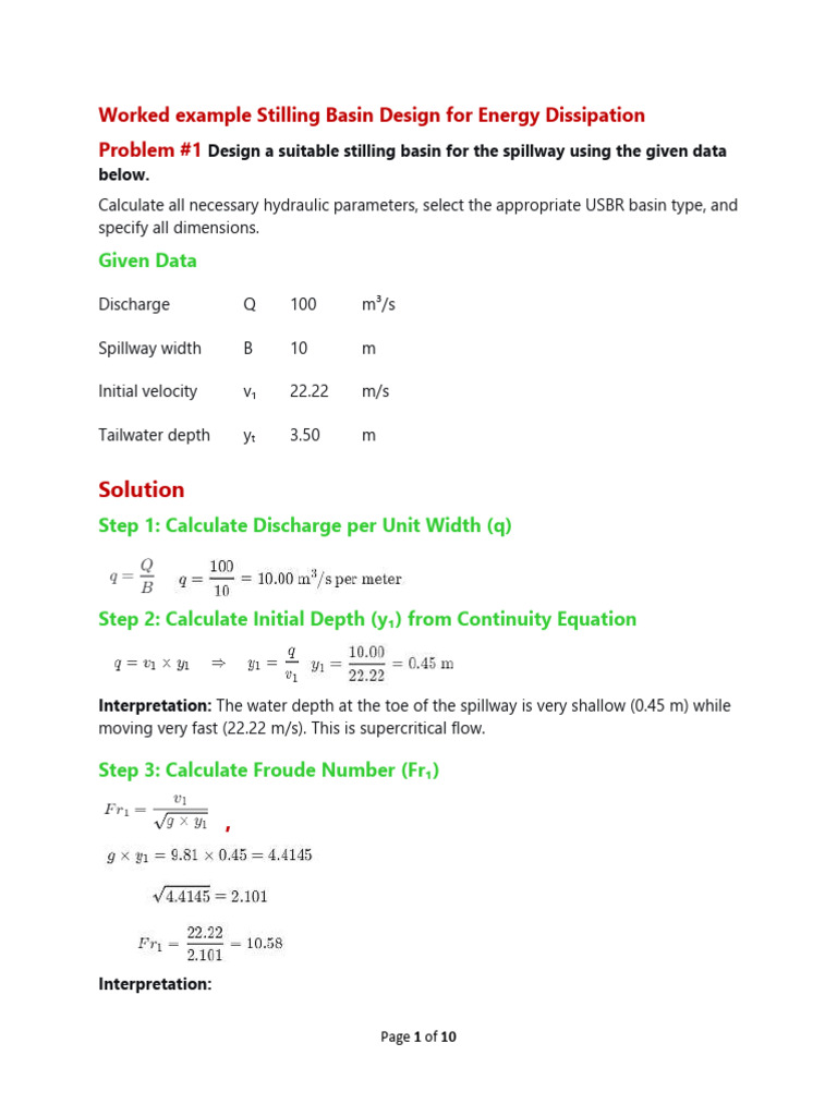 Design of a Stilling Basin | PDF | Spillway | Fluid Mechanics