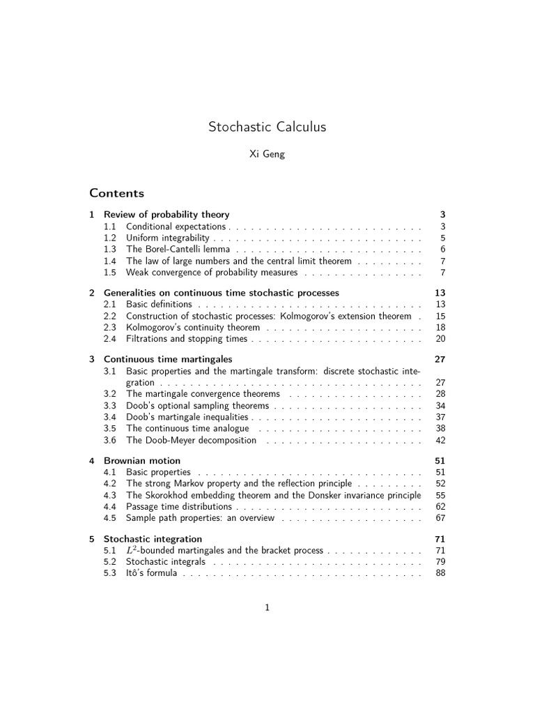 Stochastic Calculus | PDF | Stochastic Process | Stochastic ...