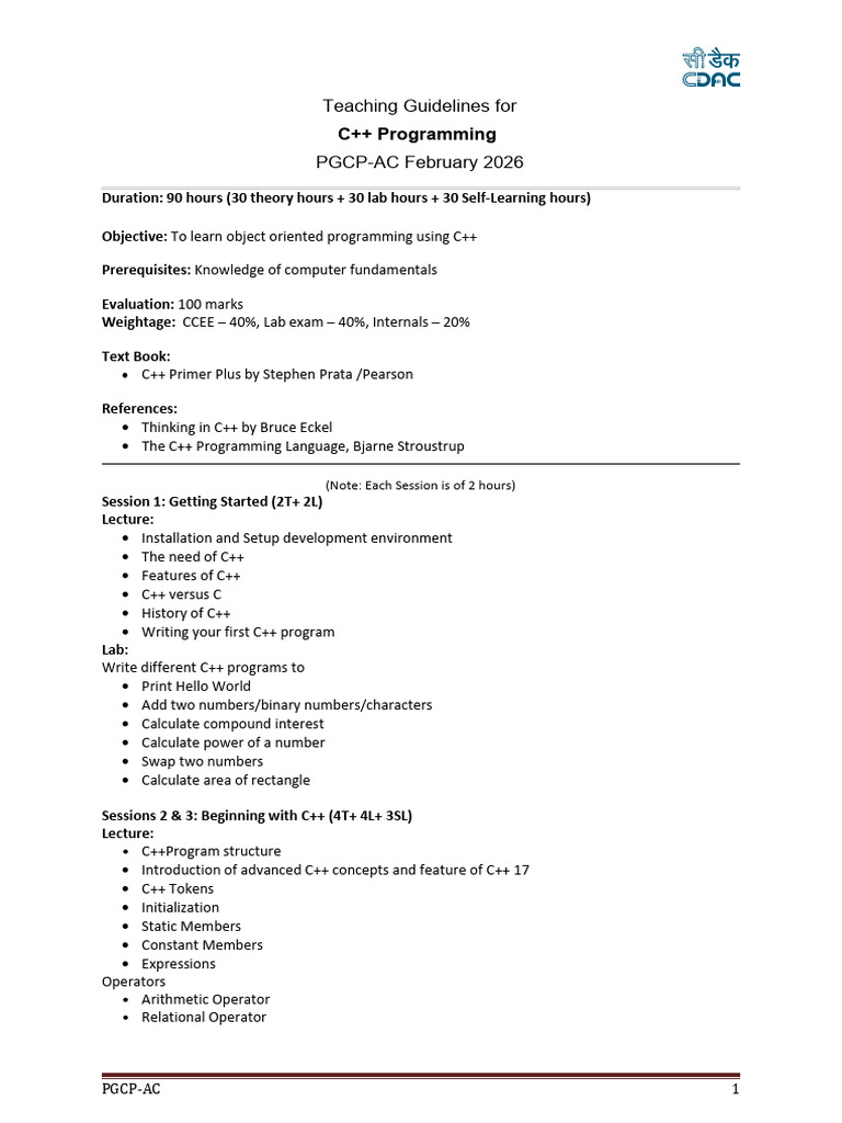 PGCP-AC School TG CPP Programming | PDF | C++ | Pointer (Computer ...