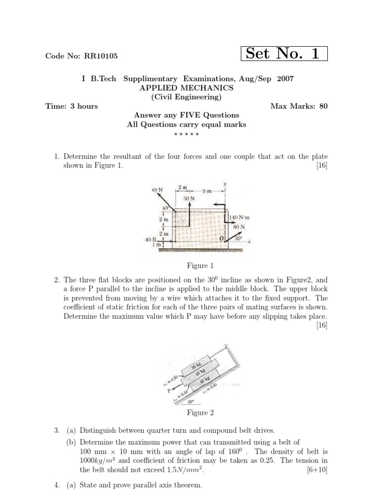 Applied Mechanics Exam Questions | PDF | Teaching Methods & Materials