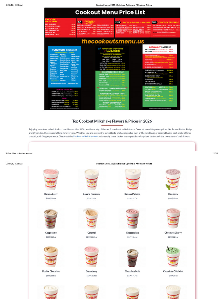 Cookout Menu With Prices Free PDF Download (2026) | PDF | Hamburgers ...