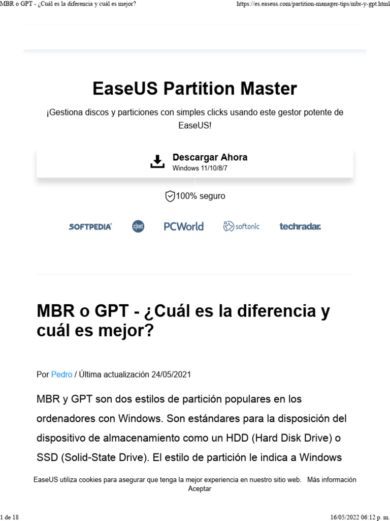 MBR o GPT - ¿Cuál Es La Diferencia y Cuál Es Mejor | PDF | Arranque | Bios