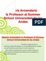 Beatriz Armendariz Is Professor at Summer School Universidad de Los Andes