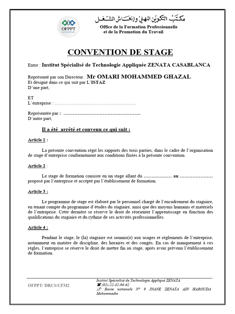 Convention de Stage Zenta | PDF
