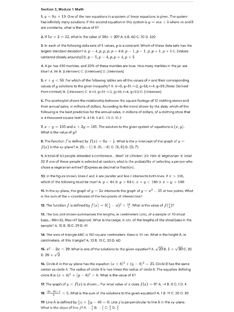 041225 - SAT Math Questions - November 2025 | PDF