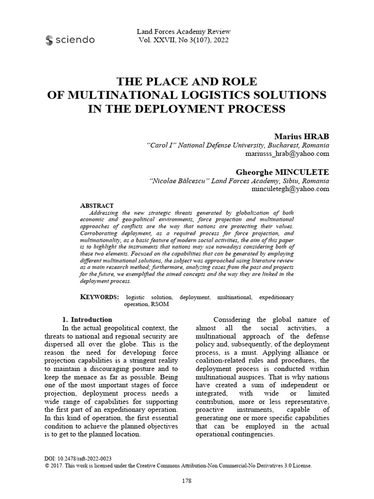 The Place and Role of Multinational Logistics Solutions in the ...