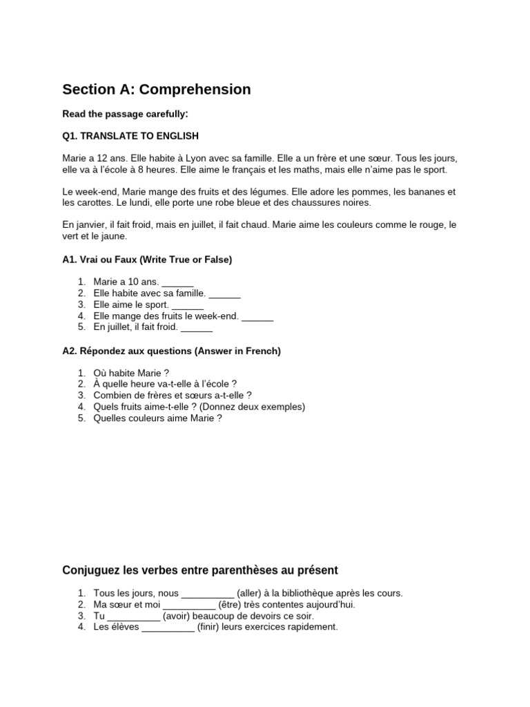Section A - Comprehension | PDF