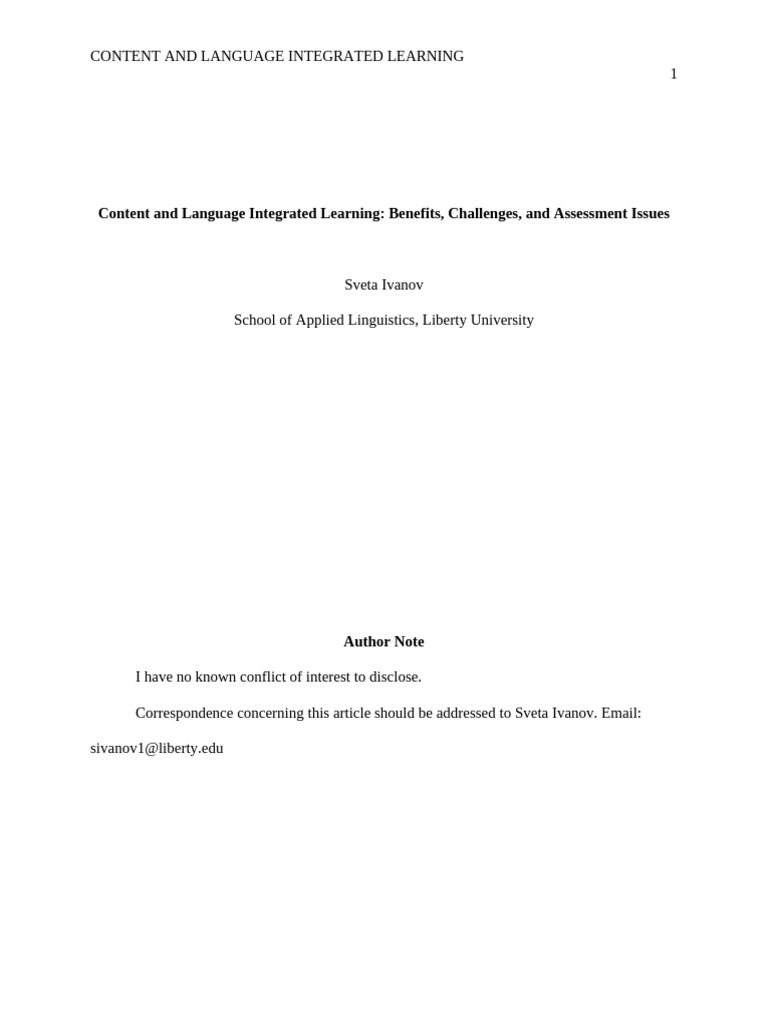 Content and Language Integrated Learning: Benefits, Challenges, and ...