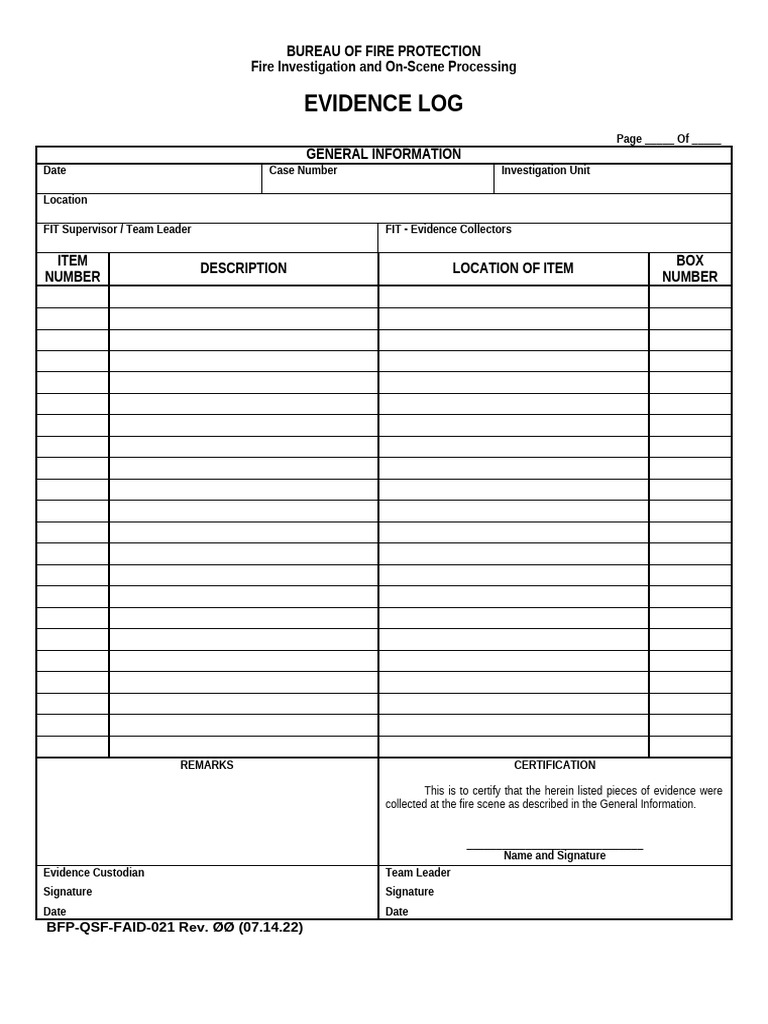 Evidence Log | PDF