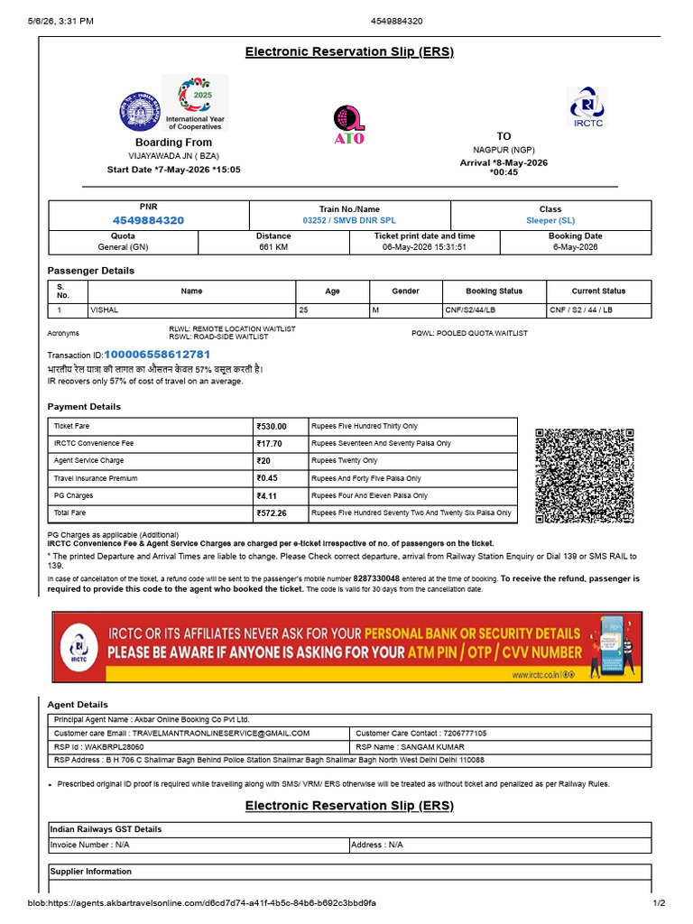 4549884320 Bza to Ngp Vishal | PDF | Identity Document