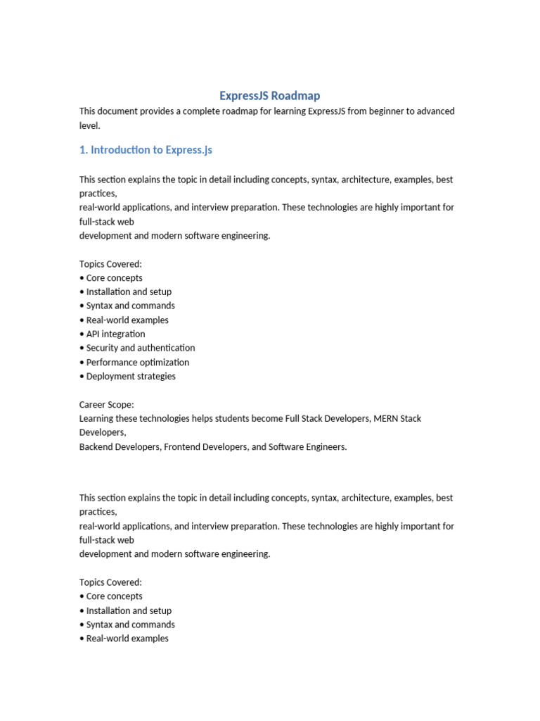 ExpressJS Roadmap | PDF | Computer Programming | Software Engineering