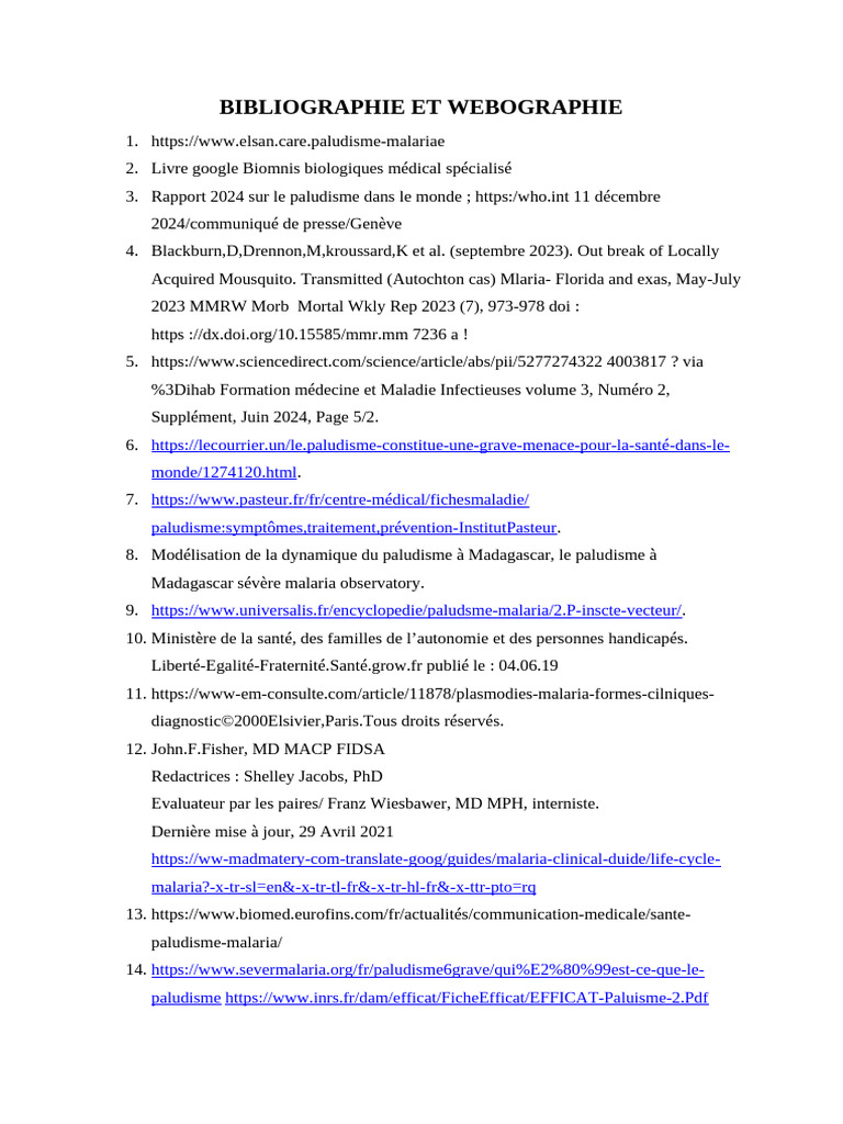 Bibliographie Et Webographie | PDF | Paludisme | Échecs