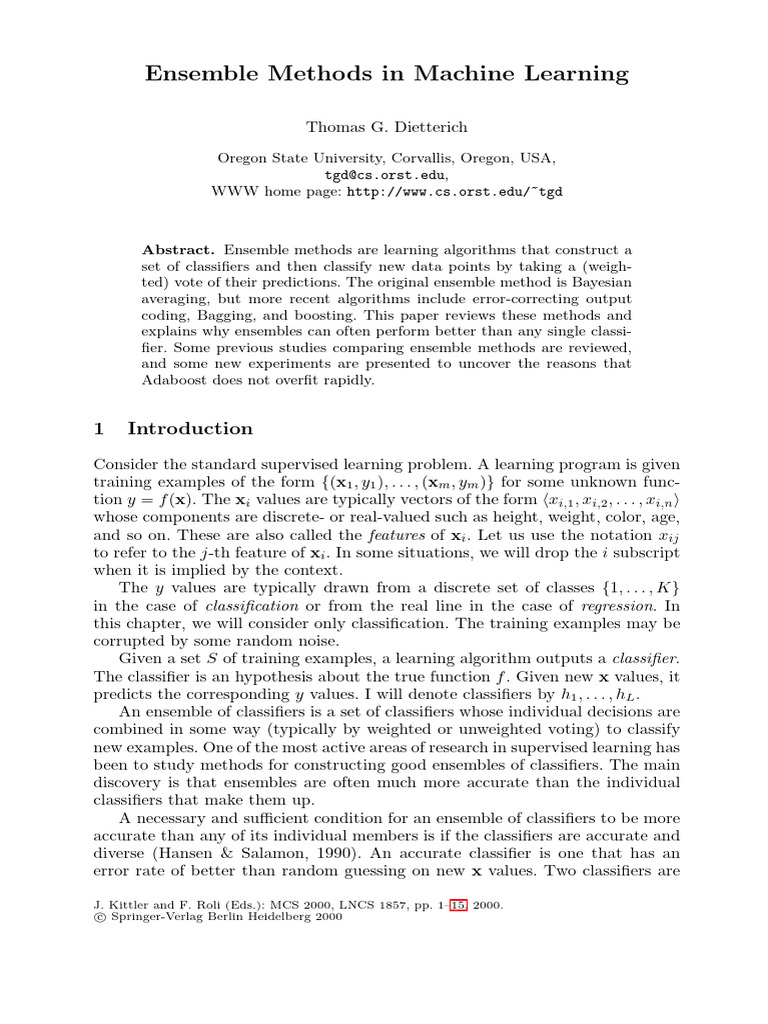 Ensemble Methods in Machine Learning | PDF | Machine Learning ...