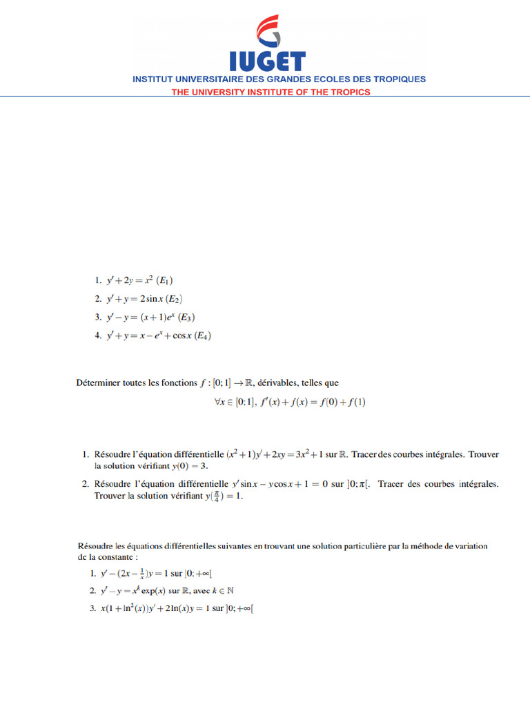 Travaux Diriges Equa Diff Bts 1 | PDF