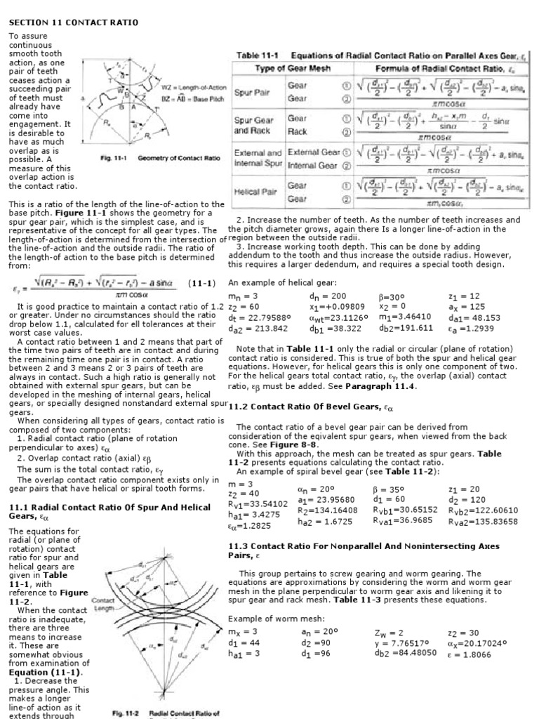 Contact Ratio Gear Kinematics
