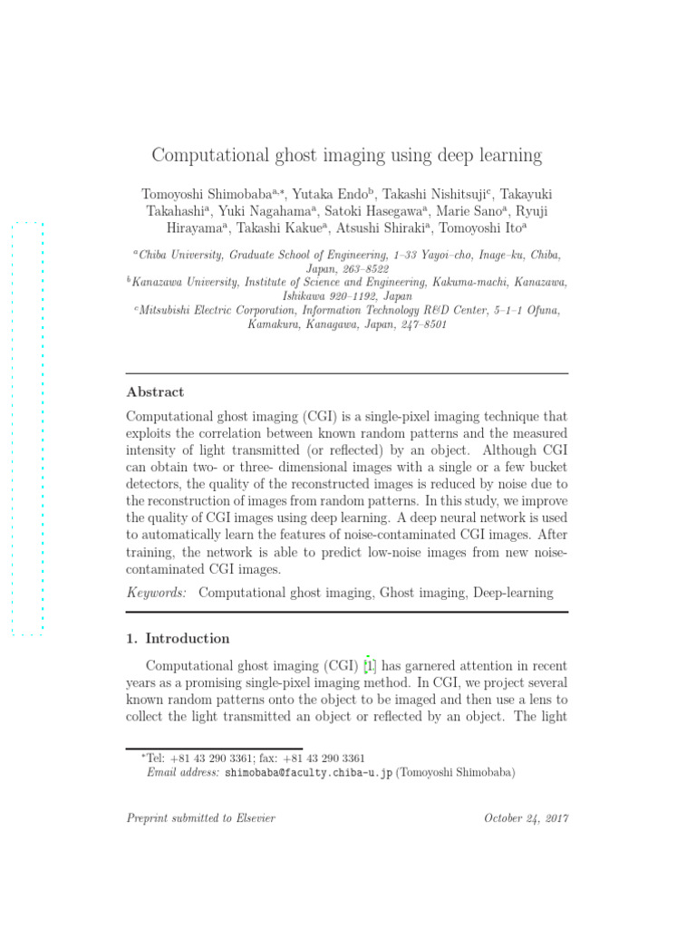 (2017)Computational Ghost Imaging Using Deep Learning | PDF | Signal ...