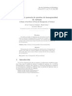 Estudio comparativo de pruebas de homogeneidad de varianza