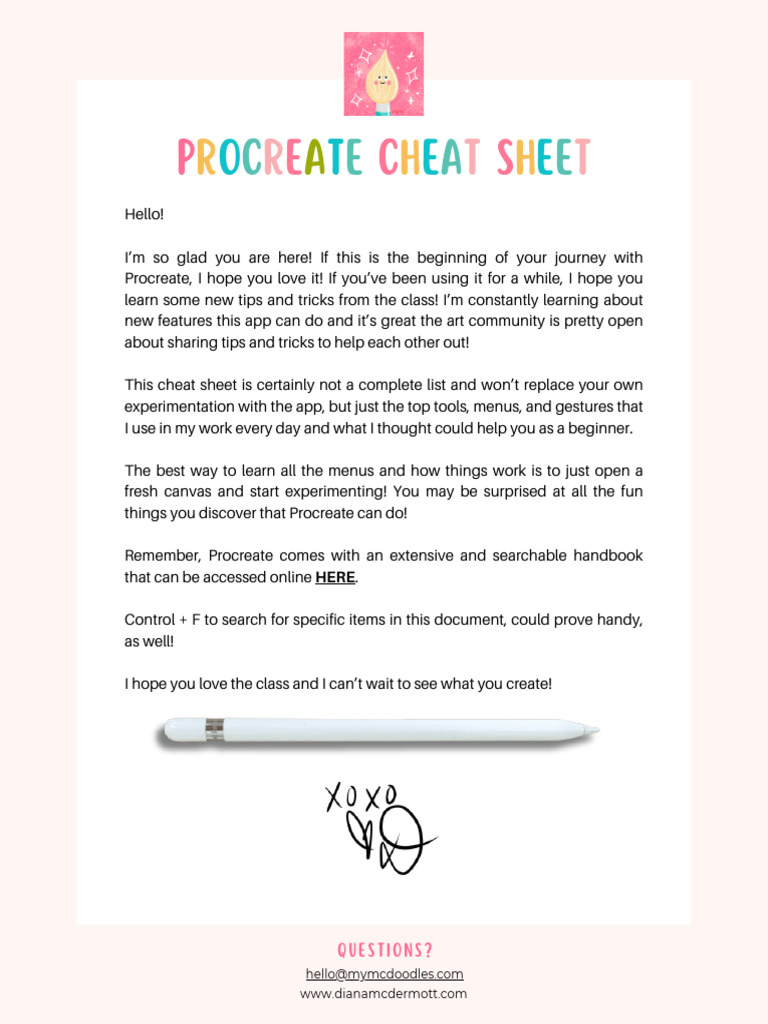 Procreate Cheat Sheet and Brushes | PDF | Menu (Computing) | Computer ...