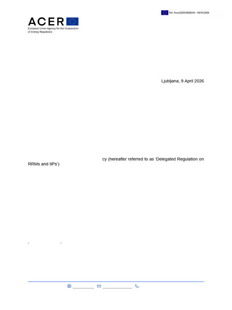 ACER Open Letter REMIT Delegated Regulation 2026 | PDF | Regulatory ...