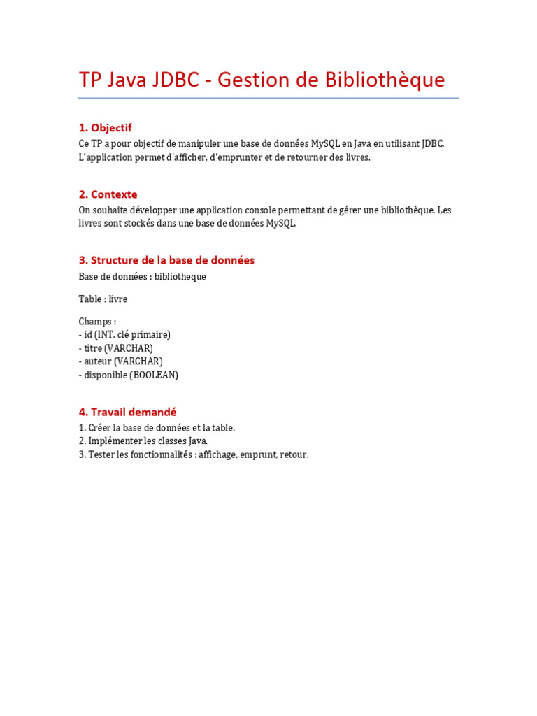 TP Bibliotheque JDBC | PDF