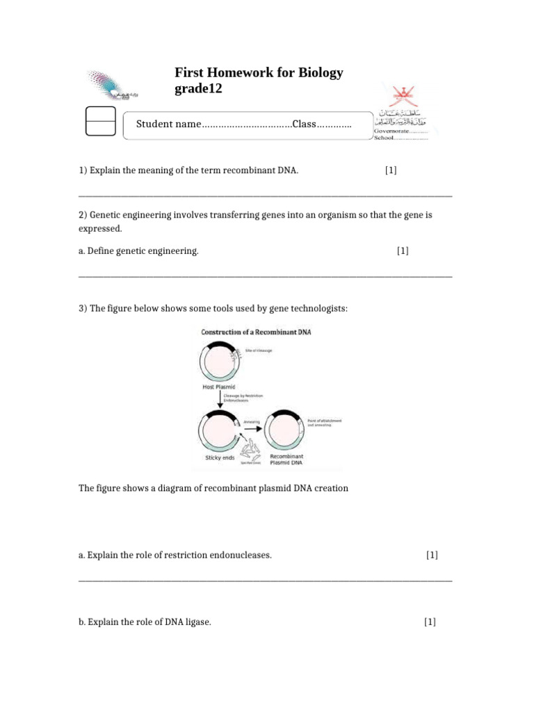 Second Homework Genetic Engineering Print | PDF