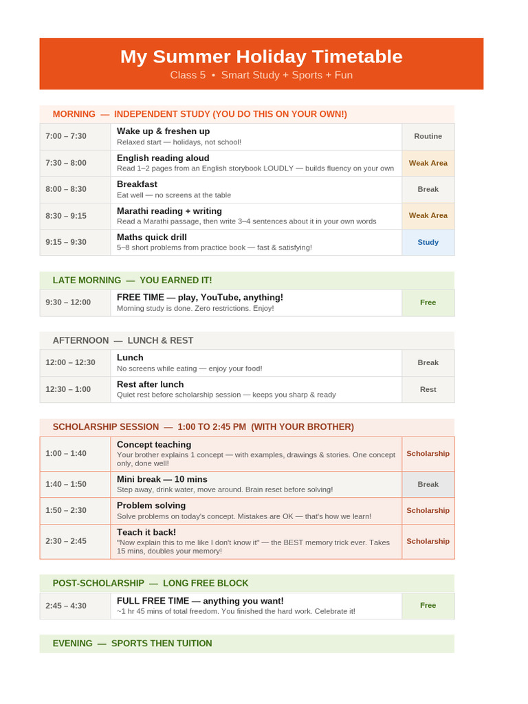 Summer Timetable | PDF