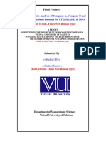 Final Project Format For Profitability Ratio Analysis of Company A, Company B and Company C in Same Industry For FY 20X1 20X2 20X3